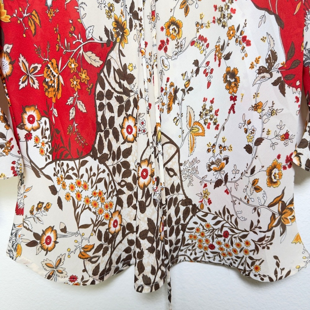 VTG‎ 90s Women Fairy Grunge Boho Top Large Patchwork Western Bell Flare Sleeve - Picture 8 of 12
